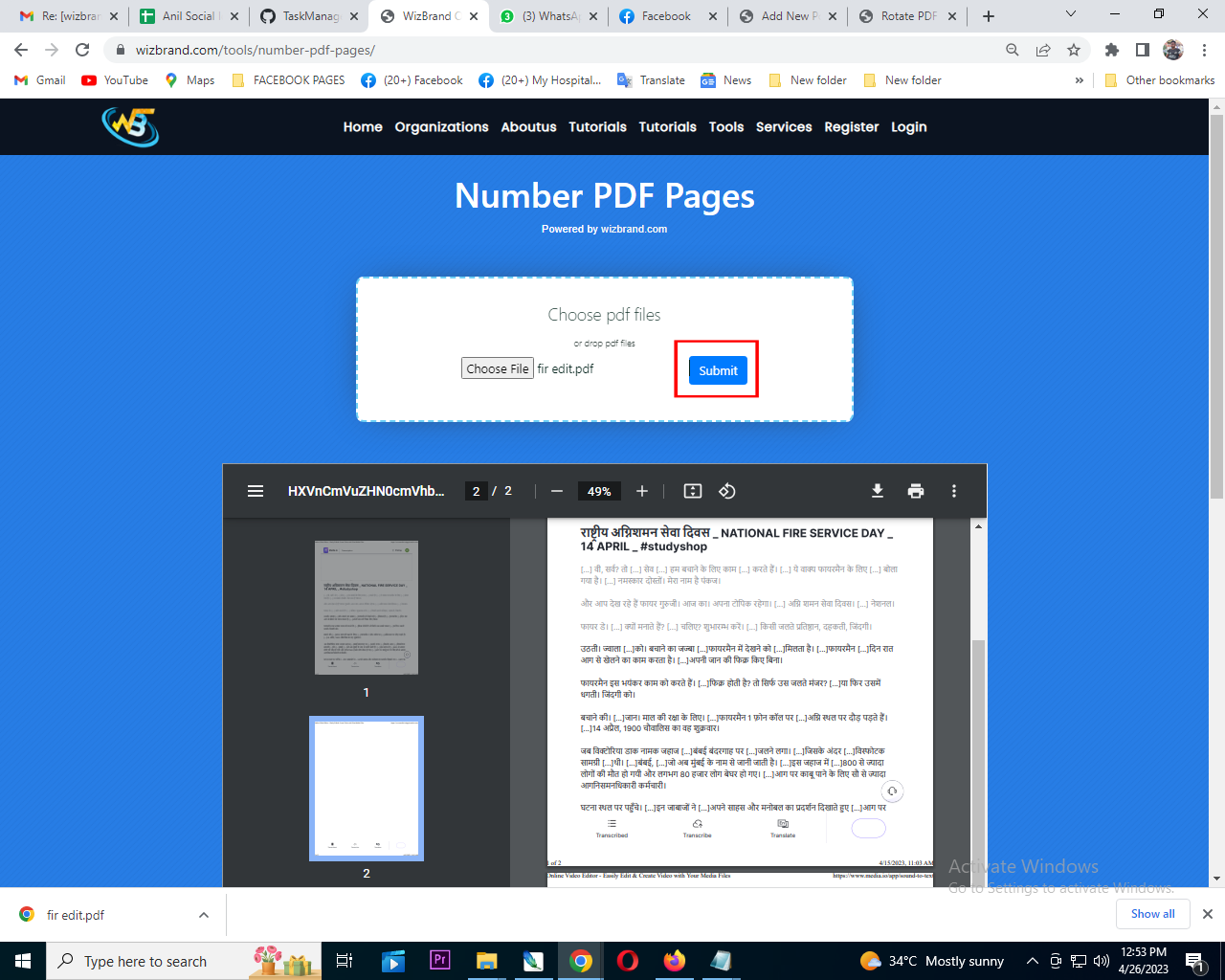 Number pdf pages tool online wizbrand wizbrand