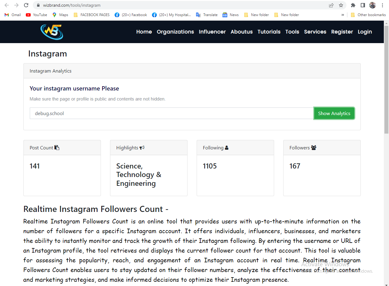 Realtime Instagram Followers Count Online Tool -WizBrand - Wizbrand