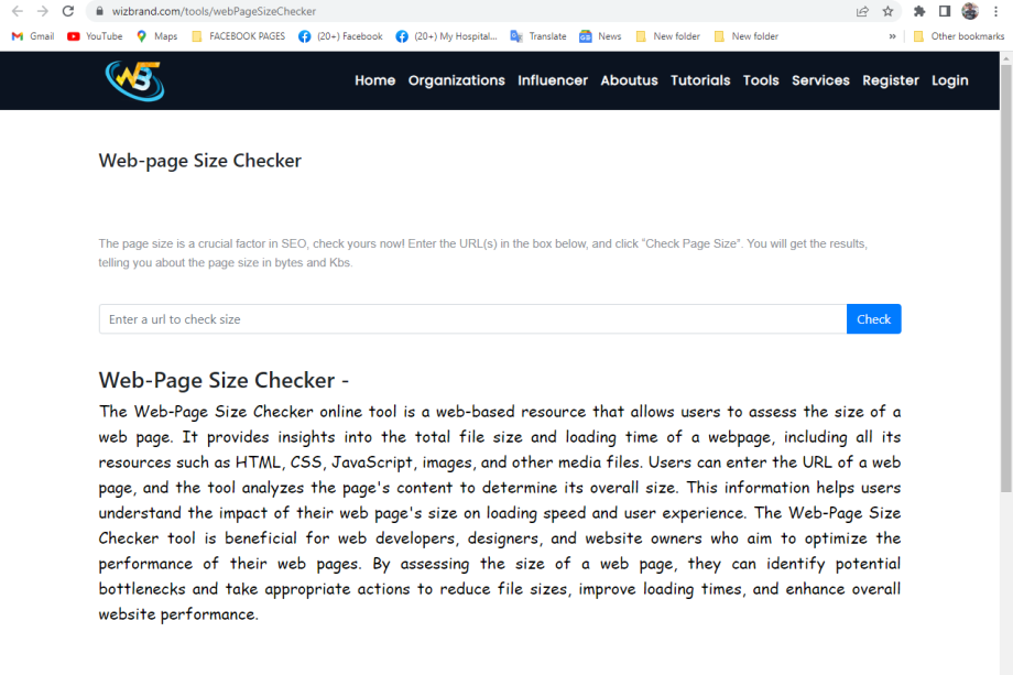 Normal Web Page Size Web-page Size Checker Online Tool -WizBrand – Wizbrand